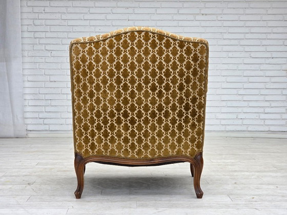 Image 1 of 1950s Danish Relax Chair, Furniture Velour, Carved Ash Wood