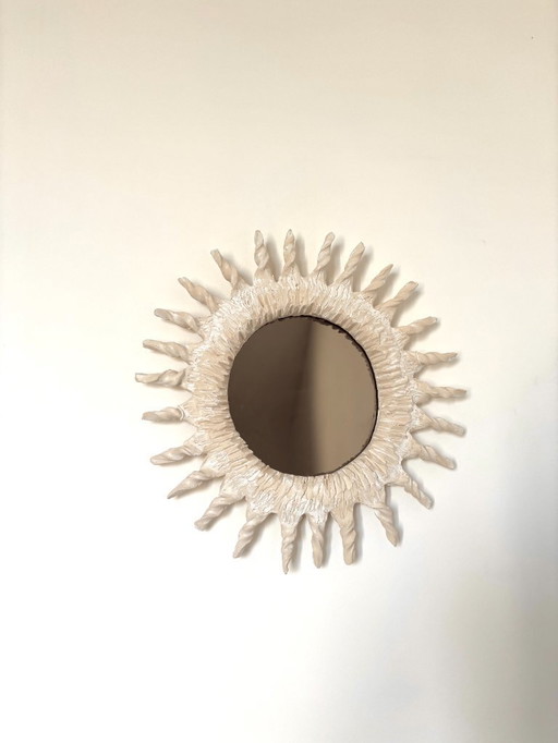French contemporary ceramic mirror, "Sole II" by Renzo Maar