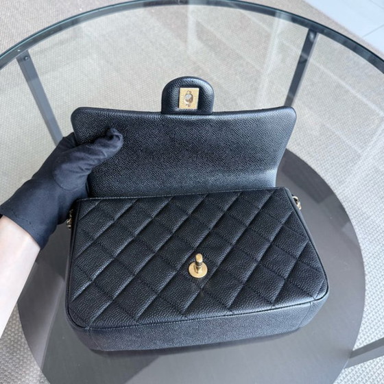 Image 1 of Chanel Seasonal Flap Bag - Caviar Quilted Medallion Soul Black Caviar Gold Hardware Microchip