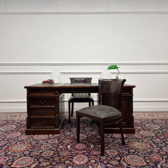 Classic English Desk Set with Office Chairs – Leather, Wood (photo 2 of 23)