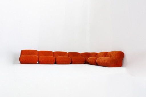 Vintage Airborne 'Patate' modulaire sofa in oranje corduroy, set van 7