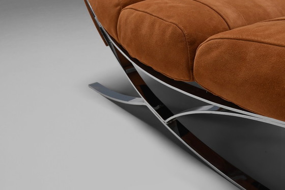 Image 1 of Impresionantes tumbonas de ante y cromo, Francia, años 70