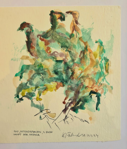 Abstracte Aquarel: Titel Medusa