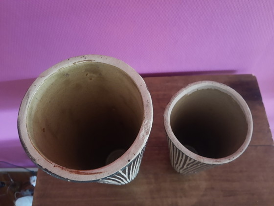 Magnifico set di Vasi decorativi in ceramica Mid-Century anni '50, Design Vintage Fatto a Mano (photo 6 of 12)