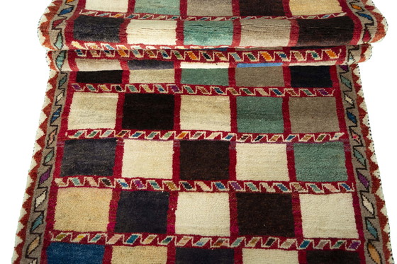 Image 1 of Hand-knotted Gabbeh Nomadic Carpet 280 X 104 Cm - Colored Mosaic Look