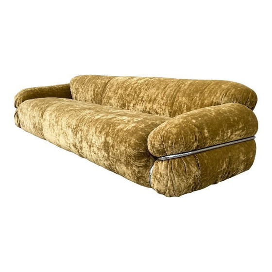 Image 1 of Sesann-Sofa von Gianfranco Frattini für Cassina aus ockergelbem Samt, 1972