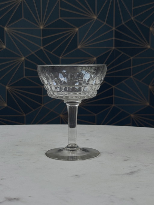 Set van 6 kristallen champagne-/cocktailcoupes – Service Mery Val Saint Lambert · Art Deco