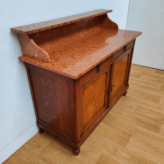 Image 1 of Cassettiera antica vintage, mobile da bagno con piano in marmo