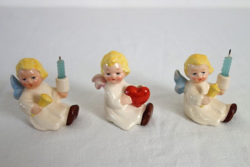 3 Figurines Hummel Goebel Chandelier Angel Vers 1950