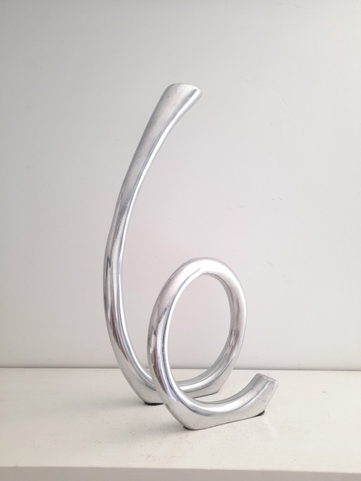 Paire de bougeoirs curly fonte d'aluminium 