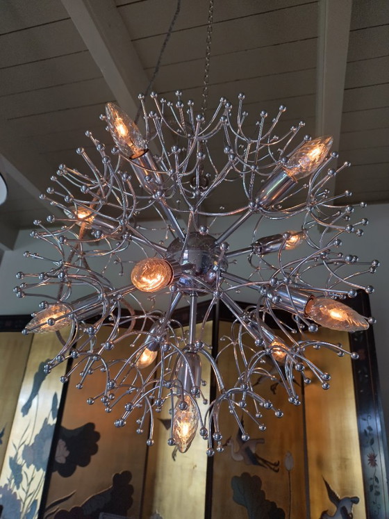 Grande lampadario vintage Gaetano Sciolari 'Dandelion' (52 cm) - Completamente ricablato, con messa a terra (photo 5 of 16)