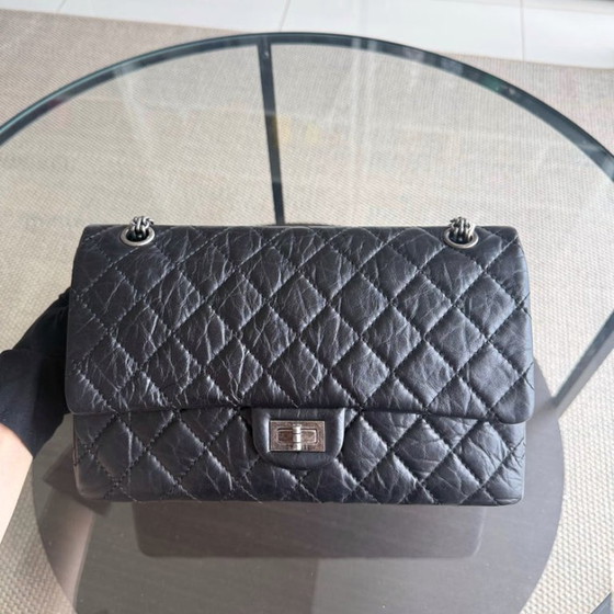Image 1 of Chanel 2.55 Reissue 226 - Quilted Aged Calfskin Black Ruthenium Silver Hardware