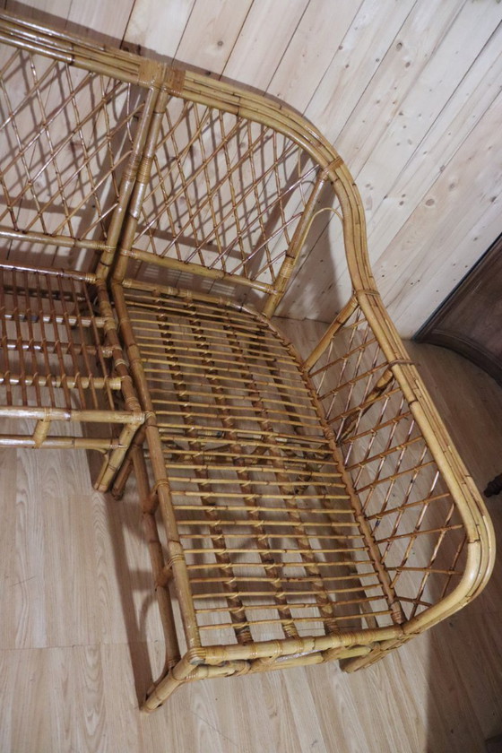 Image 1 of Divano angolare modulare in rattan vintage
