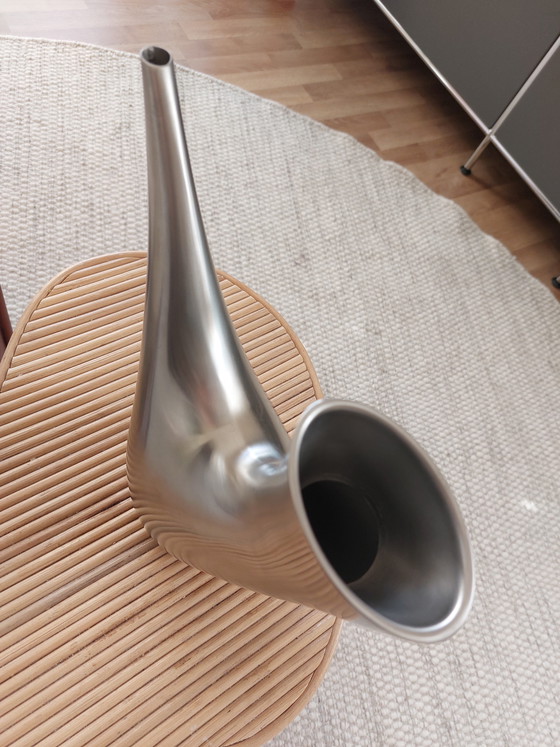 Image 1 of Vintage Auerhahn Bocina watering can vase, stainless steel, 1970s