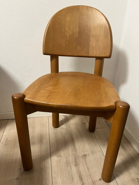 Image 1 of Ensemble de 6 chaises de salle à manger en hêtre massif, signées Rainer Daumiller, années 1970/1980