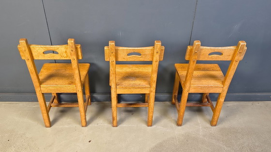 Image 1 of Vintage oak brutalist chairs, 1960s - set of 6