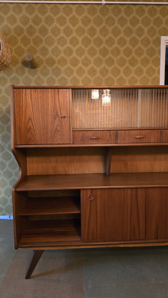 Image 1 of Danish Teak Highboard With Glass Windows