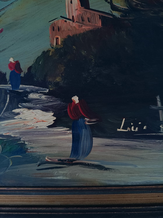 Image 1 of Oil painting Landscape with peasant women