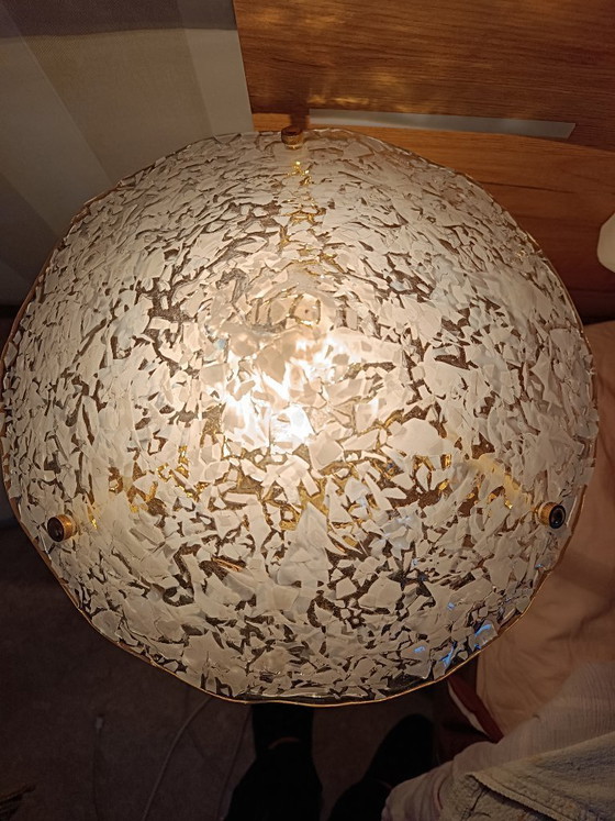 Image 1 of MURANO Large 46cm Table Lamp by Sylcom - Broken Ice Effect - Handmade - Made in Italy New
