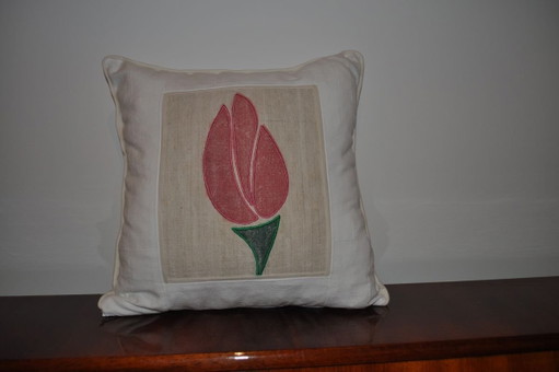 Coussin vintage à motif tulipe
