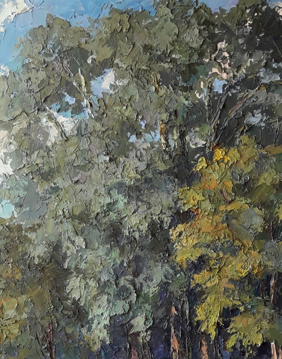 Origineel olieverfschilderij Stadsgezicht Zomerschoolpark – Schilderijen & Tekeningen, Canvas (photo 4 of 8)