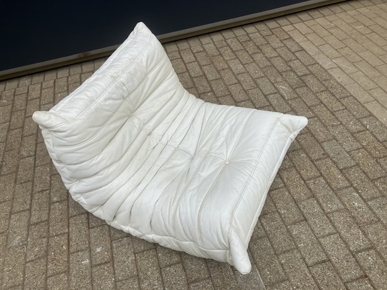 Image 1 of 100% autentico Ligne Roset Togo 1 posto, pelle bianco sporco '87