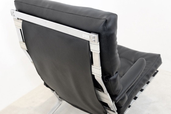 Mid Century High-Back Lounge Chair in Chrome, Mourgue, Adjustable recliner chair, polished steel, Black (photo 6 of 7)