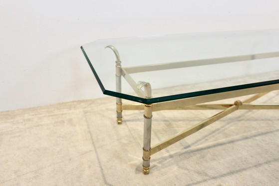 Extraordinary Brass, Chrome and Glass Center table, France 1970s, Coffee tables, Silver (photo 4 of 12)