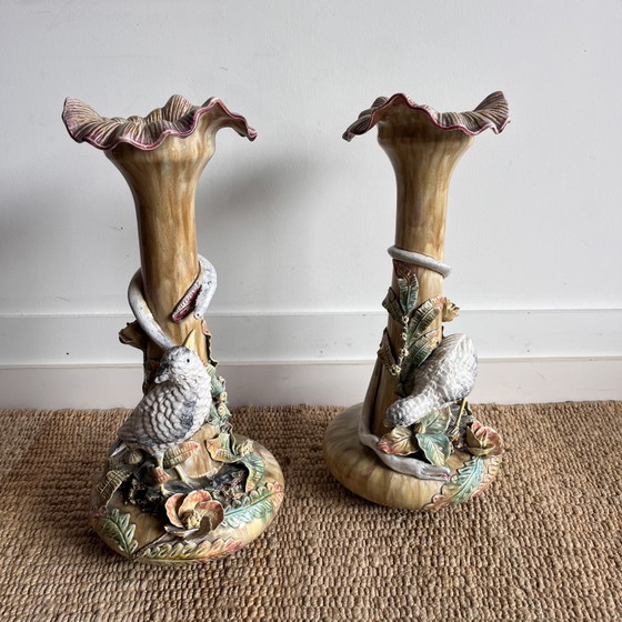 Majolica Ceramics Art Nouveau Vases 1900 (photo 4 of 13)