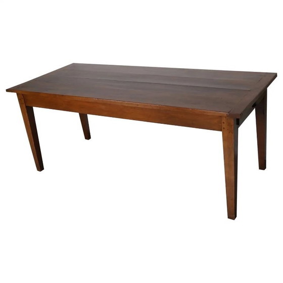 Image 1 of Antiker französischer rustikaler Bauernhaus-Esstisch aus Kirschholz aus dem frühen 20. Jahrhundert