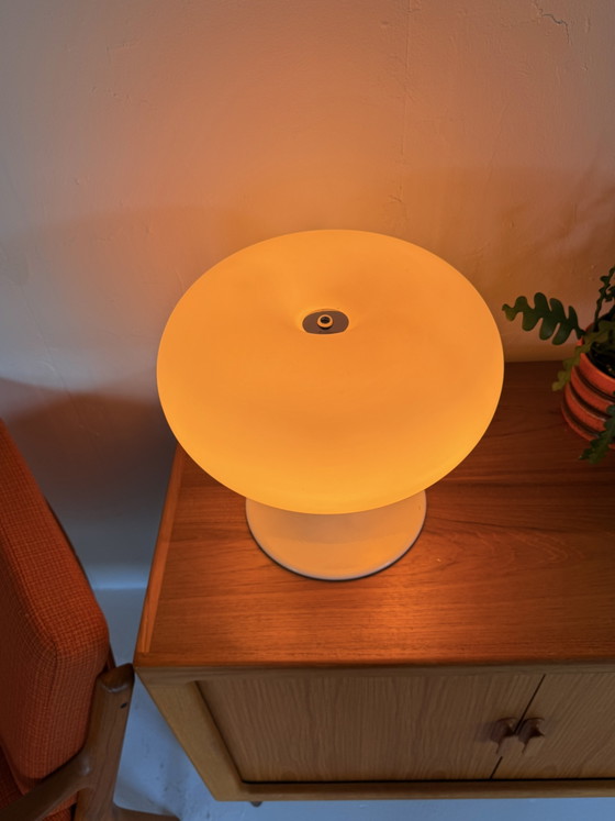 Vintage Deense Opaalglazen Donut Lamp ‘70 – Tafellampen, Glass, Plastic (photo 8 of 11)