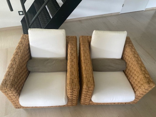 2 Fauteuils Ligne Roset "Wicky" Gevlochten Hennep – Other (photo 2 of 5)