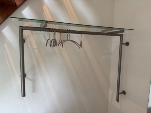 Wall Coat Rack with Glass Hat Shelf + 10 Hangers – 124 × 100 × 42 Cm – kapstokken, Metal