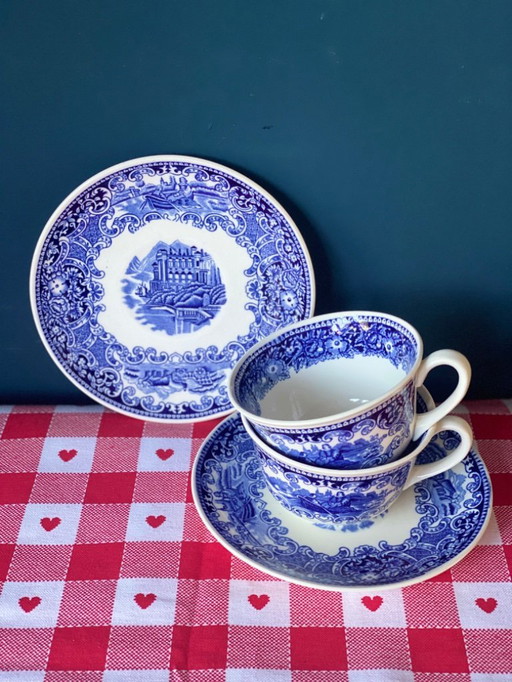 Petrus Regout Maastricht Castillo set of 2 vintage cups and saucers