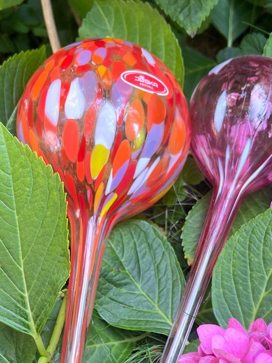 Image 1 of Zeldzame vintage glazen gietballen - jaren 80 - Joska kristal (set van 2)