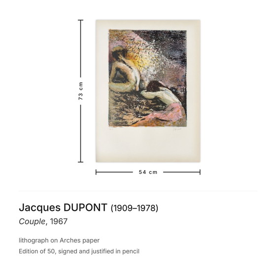 Image 1 of Jacques DUPONT Coppia Litografia firmata 1967