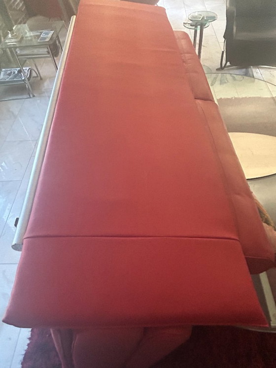 Rolf Benz 6500 Driezitsbank Rood Leer – 3-5 zitsbanken, Leather, rvs (photo 9 of 15)