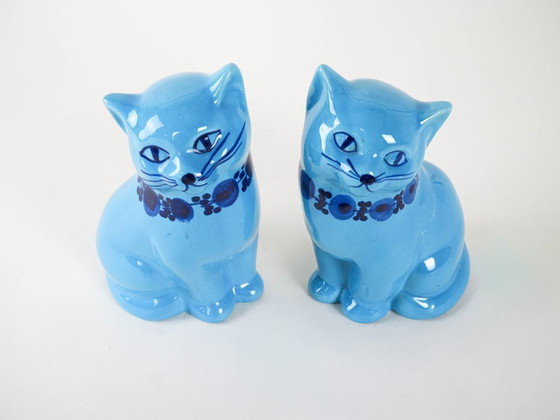 Image 1 of Figurines de chats en céramique, design suédois, années 1970, fabriquées par Guldkroken