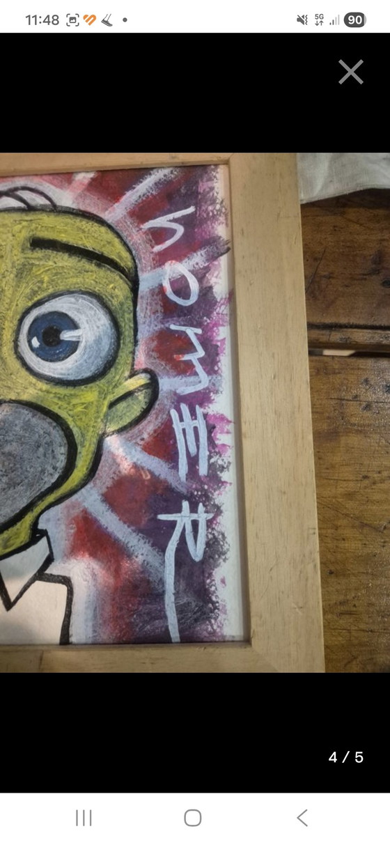 Image 1 of Homer Simpson "Barrel" - Original Pop Art Mixed Media Painting - Unique Piece