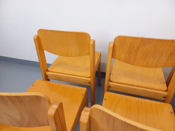Image 1 of Set of 6 minimalist vintage beechwood chairs from the 70s and 80s