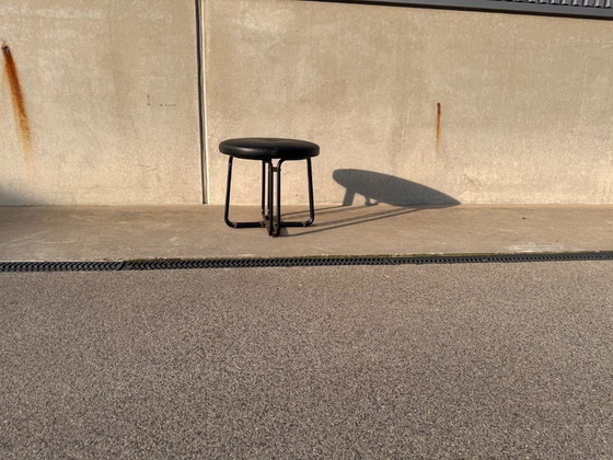 Image 1 of STELLAR WORKS design stool in black leather and brass