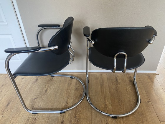 Image 1 of 4 vintage buisframe sledestoelen Effezeta Italiaans design