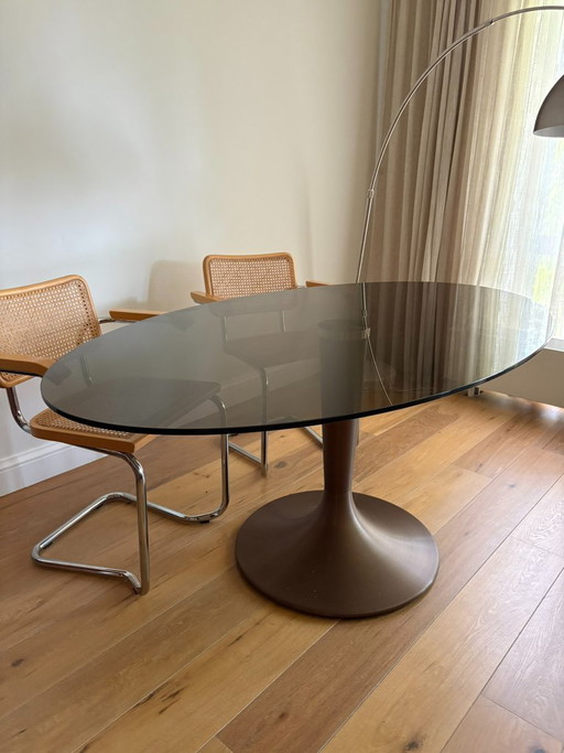 AM.PM Seona Smoked Glass Oval Dining Table