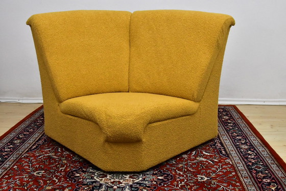 Image 1 of Yellow bouclé corner modular sofa, 1970s, set of 6