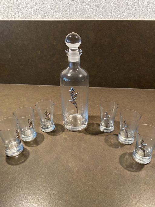 Service à boissons en cristal italien + carafe