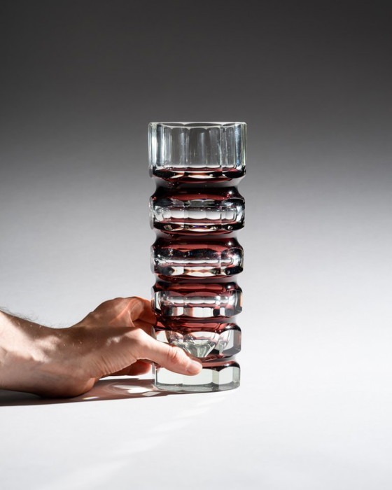 Image 1 of Block Vase Duo Ilm-Kristall GDR Attributed Josef Hoffmann Oldřich Lipský Exbor