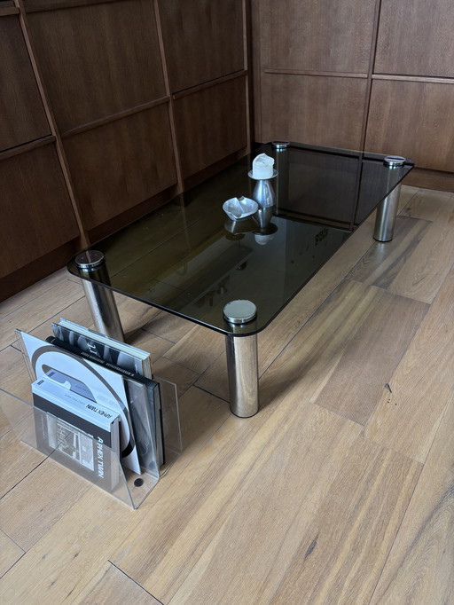 Table d'appoint vintage en verre style Marco Zanuso