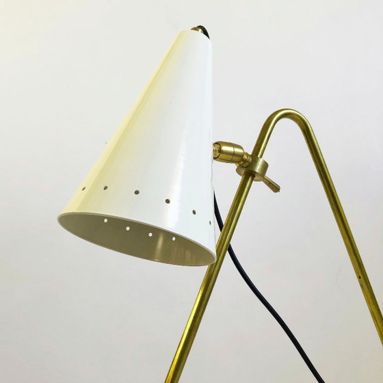 Adjustable Bipod Design Lamp 1950, Table lamps, Metal, Brass, White, Mid Century Modern (photo 5 of 13)