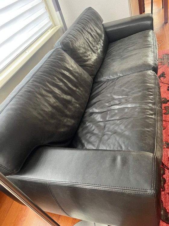 Image 1 of Antonio Ricci black leather 3-seater sofa