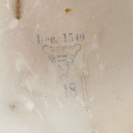 Image 1 of Plateau ancien en porcelaine et laiton Art Déco